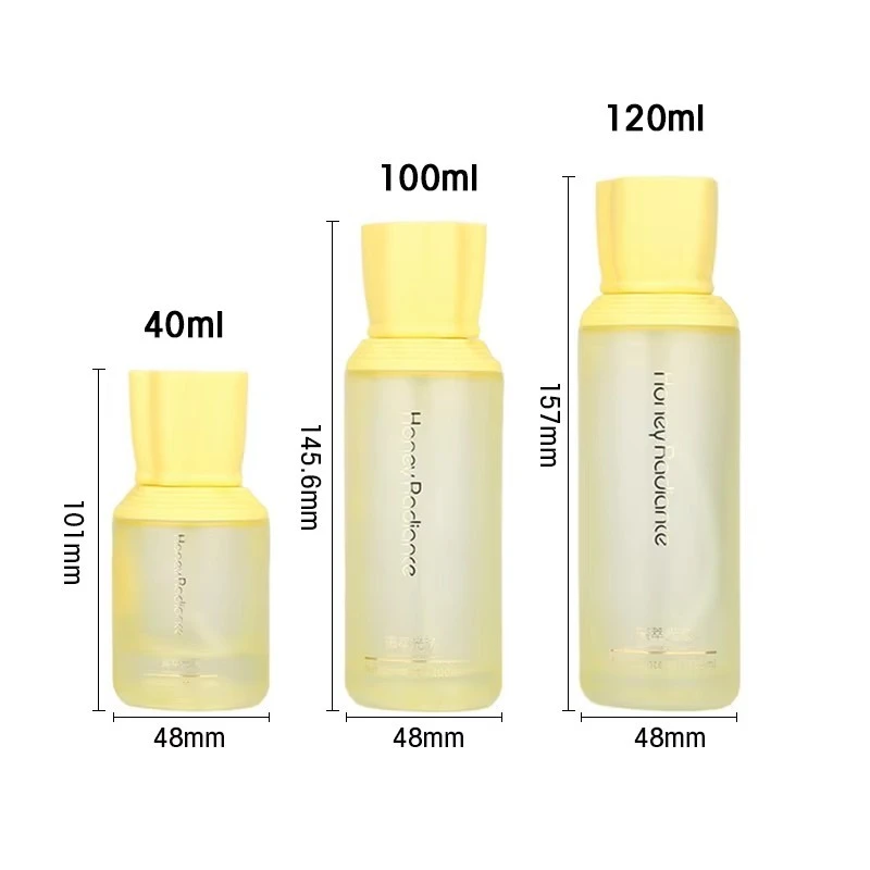 Custom Luxury Skin Care Set 30g 50g 40ml 100ml 120ml Glass Cosmetic Packaging Gradient Yellow Lotion Pump Bottle Face Cream Jar best