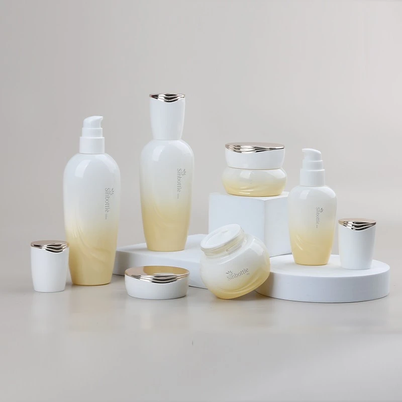 Sinbottle Custom Gradient Glass Cosmetic Bottles Luxury Texture Small Fat Bottle Free Sample & Global Shipping suppliers